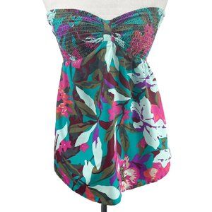 Roxy Tropical Tube Top Smocked Skirted Sweetheart Women's Size M